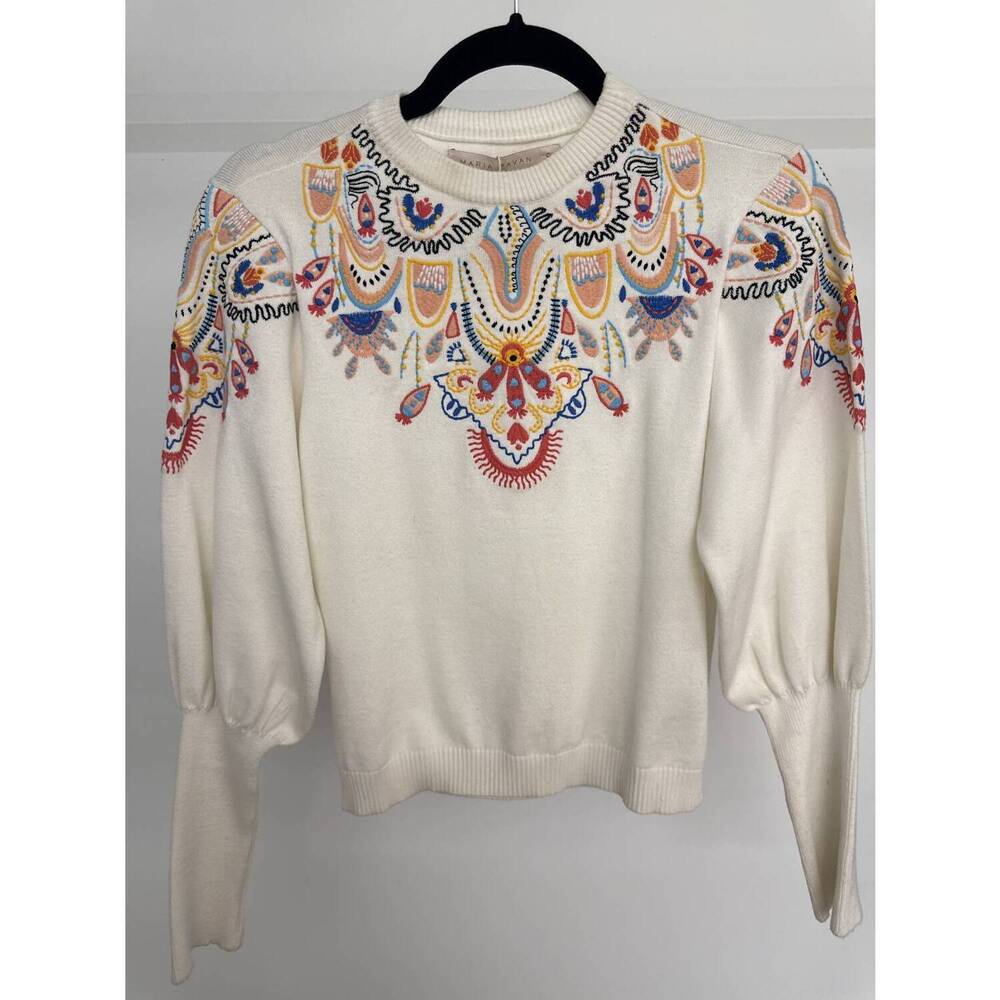 NEW MARIA PAVAN women's blusa creta sweater in off white